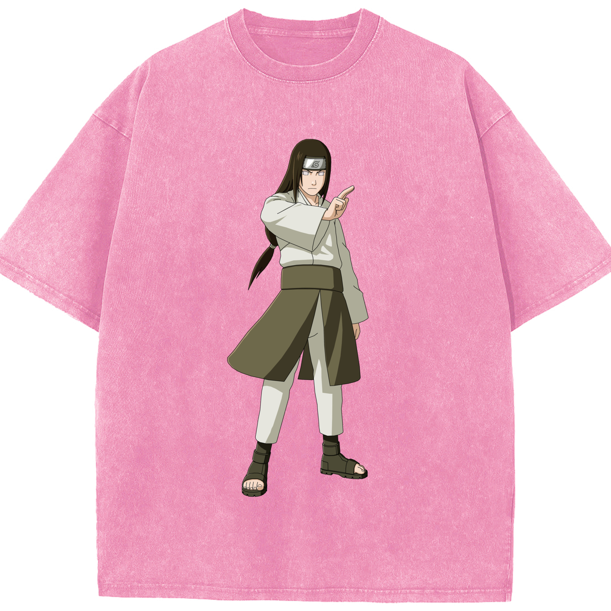 （画像用） NARUTO -ナルト- 日向ネジ Hyūga Neji 綿100% ヴィンテージ風 半袖Tシャツ（フロントプリント）
